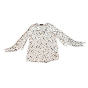 The Limited White Colorful Design Sheer 3/4 Sleeve Ties At End Blouse Women’s XS